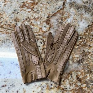 Vintage stretch gloves with leather accents  (R9)